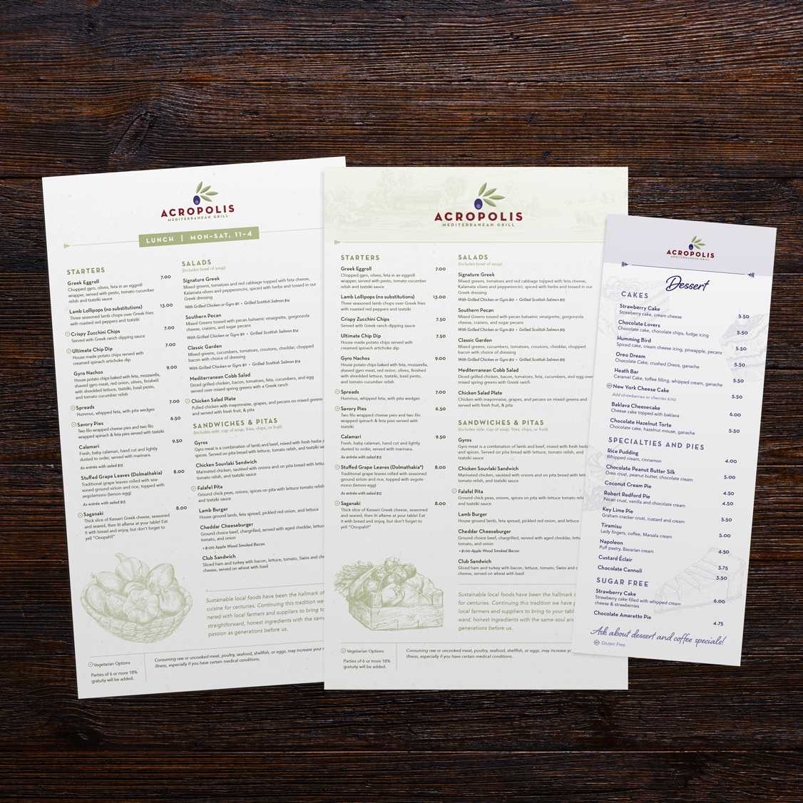 Acropolis Menus Print Designs